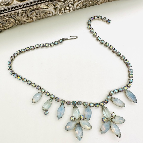 Vintage Blue Rhinestone Necklace - Picture 1 of 14